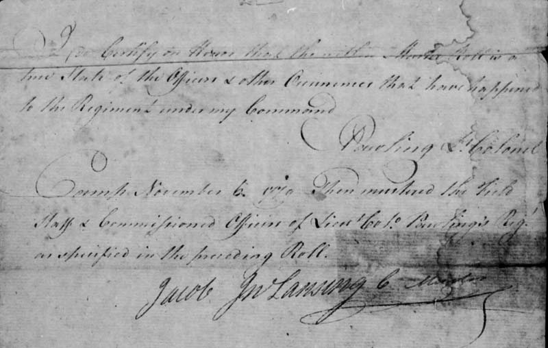 Col Albert Pawling Muster Roll